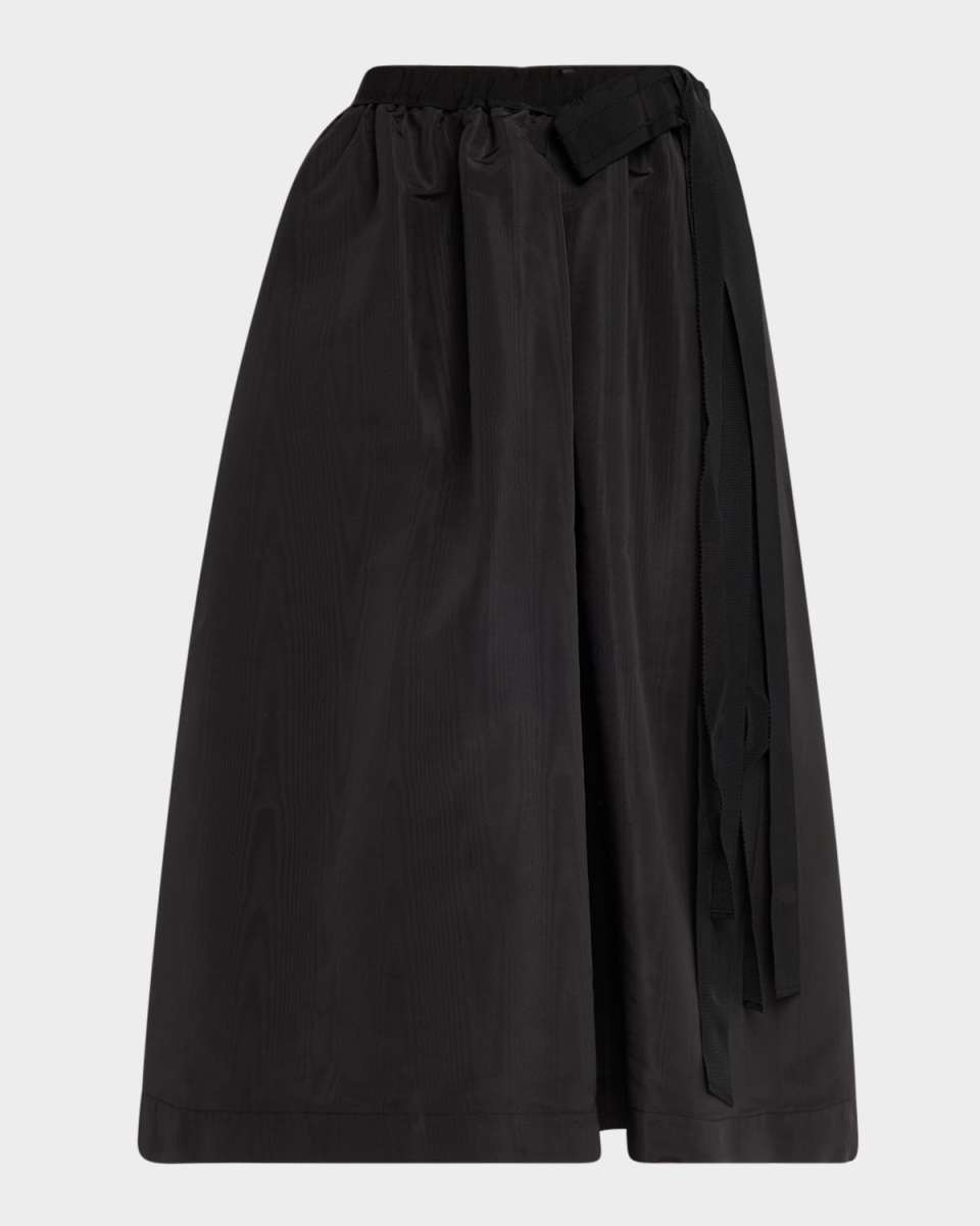 Bow Silk Midi Skirt
